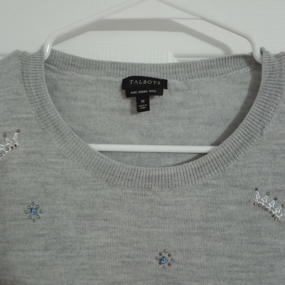 #405Talbot's Pure Merino Wool women's sweater with jewels. Size: Medium - Picture 2 of 7